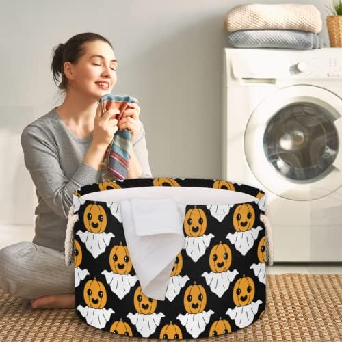 Spooky Halloween bundeve crtane velike okrugle košare za skladištenje basketa za pranje rublja sa ručkim