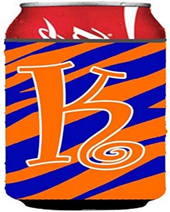 Caroline's CJ1036-KCC slovo K inicijalna tigarna pruga plava i narančasta ili boca Hugger, može li hladnjak
