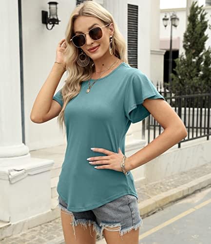 Ženske poslovne Casual Tops ljeto okrugli vrat T Shirt Ruffle kratki rukav Tank Top tunika bluze za žene