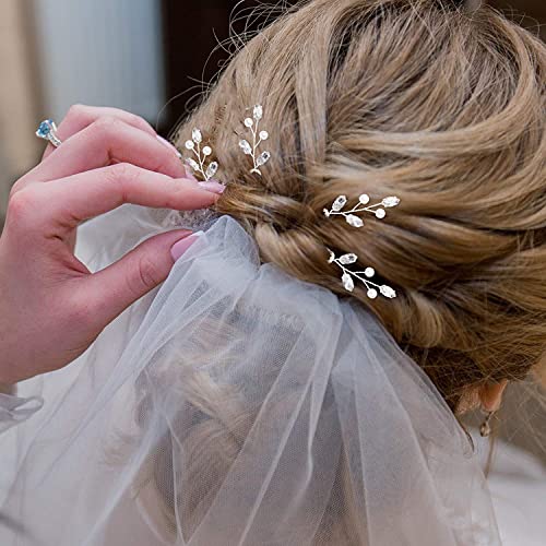 6 kom Pearl Rhinestones svadbene igle za kosu, u obliku kristalne vjenčane kose za zabavu za mladenke djeveruše