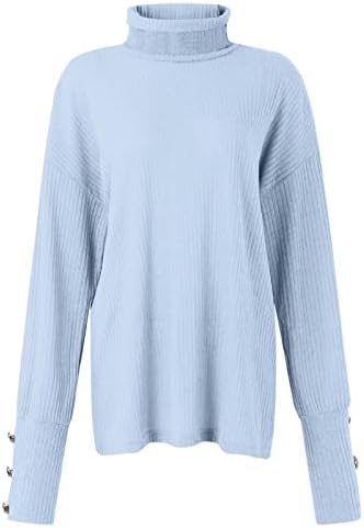 Ženske zimske zbojere Tortleneck Top Labavi pulover Dokus dugih rukava košulja od dno boje dugih rukava