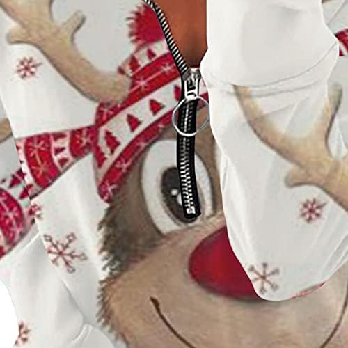 Božićni zatvarač gore za žene za žene Sparkle vrhovi smiješne slatke grafičke ispisane bluze modna ležerna