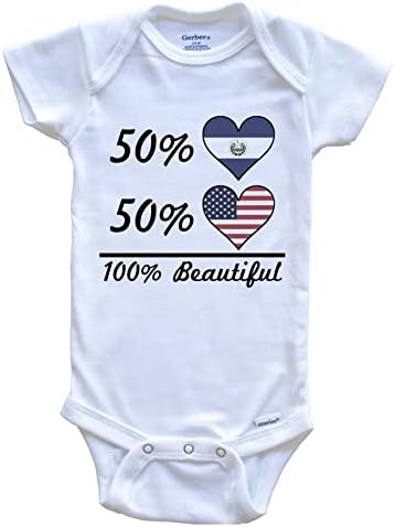 Stvarno sjajne košulje 50% El Salvadorian 50% Američki prekrasan El Salvador Flag Heart One Piet Baby