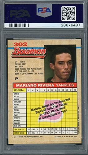 Mariano Rivera 1992 Bookie kartica za bejzbol rookie RC 302 Ocjenjina PSA 8