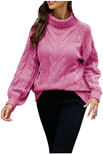 UOFO džemper s dugim rukavima žensko dugme Elegantni zimski džemper sa punim zvezom sa čvrstim kabelom TURTleneck