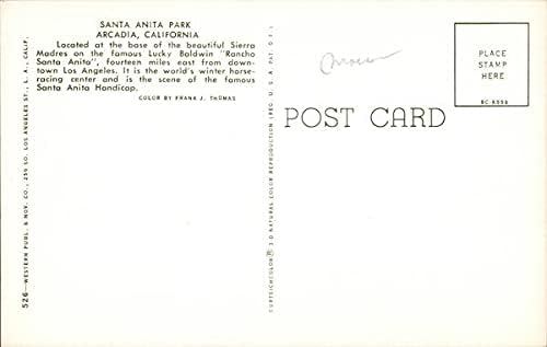 Pozdrav iz Santa Anita Park Arcadia, Kalifornija CA originalna Vintage razglednica