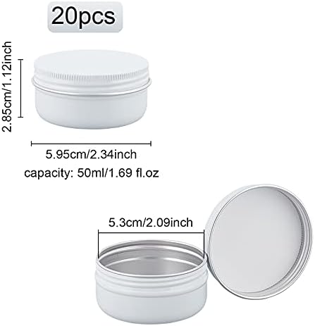 BENECREAT 20 pakovanja 1.7 Oz okrugle aluminijumske limenke kalaj srebrni zavrtnji metalni poklopci za začine,