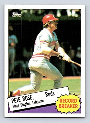1985. bejzbol 6 Pete Rose Cincinnati Reds Record Breaker Službena MLB trgovačka kartica u blizini mente
