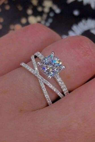 Aura Jewelry 925 Srebrni bijeli safir prsten sa Zaručničkim vjenčanim nakitom za žene