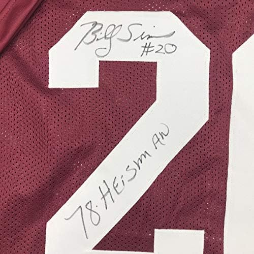 AUTOGREMENO / POTPISA BILLY SIMS 78 Heeizman Oklahoma Maroon College Fudbalski dres JSA COA