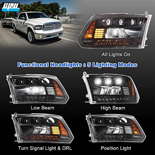 CPW LED farovi za 2009-2018 Dodge Ram 1500 2500 3500 Full LED dizajn DRL/Dual Beam/sekvencijalni žmigavac/Amber