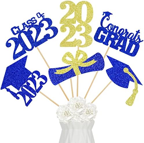 24pcs blue i zlato za diplomcijsko društvo za tabele 2023 Diplomski partijsko partije, klasa 2023 Centralni