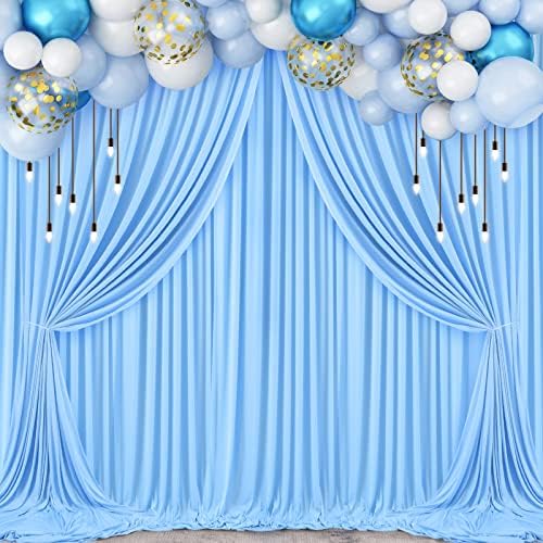 6 panela Baby plava pozadina zavjese za Baby Shower zabave bez bora svijetlo plave zavjese pozadina zavjese
