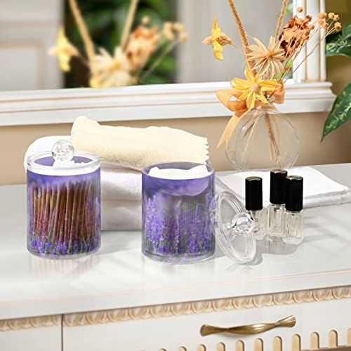 Kigai Purple Lavender Qtip DISPENSER s poklopcem 2 pakovanja, čistim plastičnim apotekama Spadelice za zaštitu