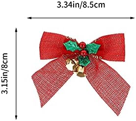 Happyyami 8pcs Božićni luk sa zvonima Xmas Mini Bowknot Craft Ornament Poklon oznake Božićno drvce Viseće