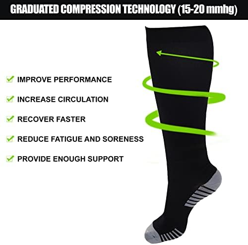 Dingcooler 3 Pack Wide Calf compression čarape za žene & muškarci 15-20 mmhg, Plus Size koljena visoke atletske