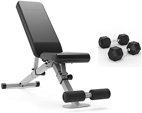 LeikeFitness Podesiva klupa Sklopiva vežbanje vežbanja vežbanja sa jednim hex bučicama ručne težine bučice