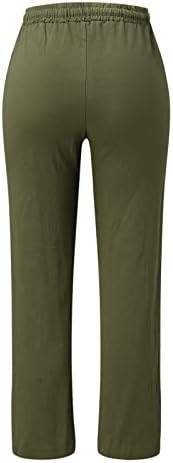 Pamučne lanene pantalone ženske Ležerne letnje pantalone sa džepovima vrećaste vezice čiste rastezljive
