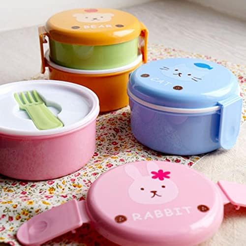 Slatka kutija za ručak za životinje Japanski dvoslojni okrugli mini bento kutija za djecu voćna kutija Snack