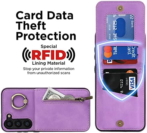 Kangsien Samsung Galaxy S23 Coather Flip Folio Poklopac telefona Kickstand RFID Blokiranje kreditne kartice