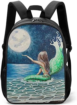 Sirena i mjesec uniseks ruksak lagani dnevni torba modne rame sa džepovima za boce sa vodom
