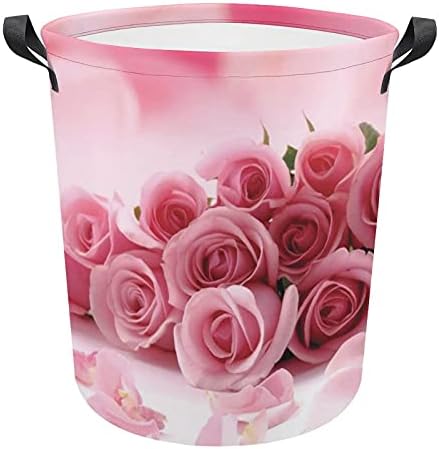 Foduoduo košarica rublja ružičasta ruža rublje koči s ručicama Sklopiva torba za spremanje prljave odjeće