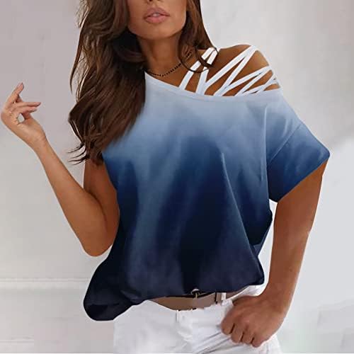 Miashui žene Casual Shirts ljeto sa ramena vrhovi za žene Strappy hladno rame seksi Ljeto nježna tkanina