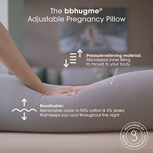 Bbhugme podesivi jastuk za trudnoću – podrška za cijelo tijelo za spavanje sa strane-Podesiva čvrstina i oblik - podržava leđa, noge, stomak, bokove za trudnice - navlaka koja se može skinuti - Dusty Pink