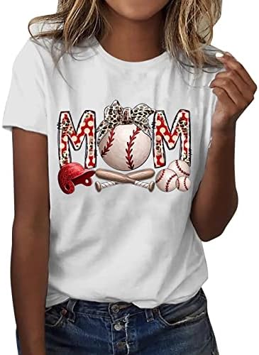 Košulje od 4. jula Žene, žene Modni majica Baseball Print Kratki rukav Summer Ležerne prilike