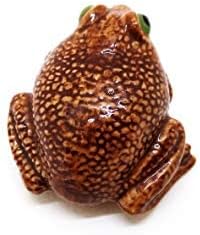 Witnystore 1¾ Duga smeđa toad keramička figurica - keramička žaba toad amfibijska životinja malena figurica