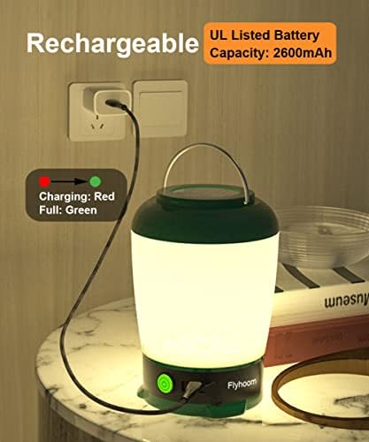 Flyhoom LED camping Lantern punjiva, 2600 mAh LED lampa na baterije za nestanak struje, viseća LED šatorska