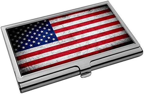Premium držač posjetnica od nehrđajućeg čelika - Zastava Sjedinjenih Država Američki SAD-rustikalni