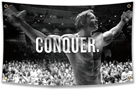 Arnold Schwarzenegger Conquer motivacijski inspirativni natpis Za zidni dekor za teretanu,Zastava zastave