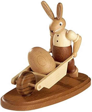 Müller Easter Bunny, muški, sa kolicima, visina 11 cm / 4 inča, original Erzgebirge Mueller Seiffen