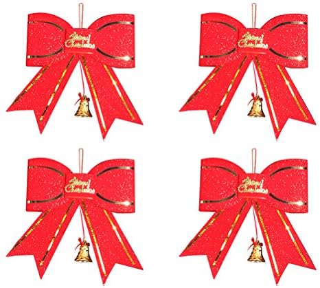 Abaodam 4pcs božićni crveni bogknoti sa zvono plastičnom Xmas stablom privjeske viseći ukrasi Kućni dekor