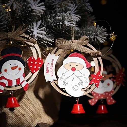 Božićna zvona za ukrase Božićni drveni ukrasi Završeni komadi Drvo viseći Santa Claus Reindeer snjegovični
