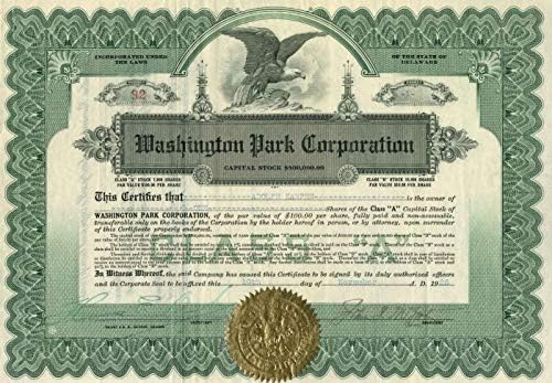 Korporacija Washington Park-Certifikat Dionica