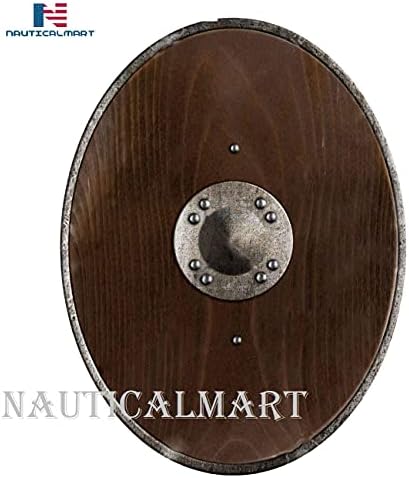 Nautical-Mart Wooden Vikingsov Ovih štitnika sa metalnom granicom - SCA / Larp / Norse / Norveška / Antikni / oklop