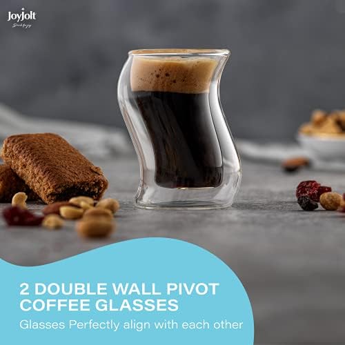 Joyjolt Pivot espresso Shot Glass-Set od 2 Oz espresso šoljice sa jedinstvenim dizajnom - termo espresso