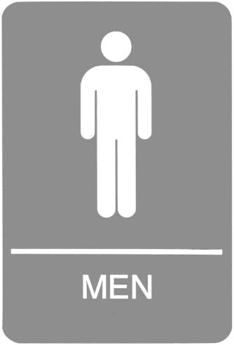 Naslovnica Sign 5216 Ada Muška toalet znak sa taktilnom grafikom, 6 inča za 9 inča, svijetlosiva / bijela