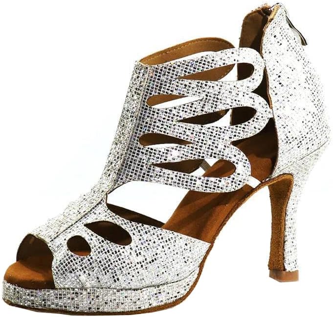 Ženska komforna platforma Latino plesne cipele Rhinestones Custom Heel Ballso Salsa Tango Comfort Play Cipes Peep Toe