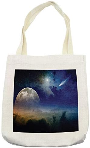 Ambesonne torba za svemir, živahni oblaci uspon punog Mjeseca i kometa u Dark Sky Celestial Horizon Twilight,