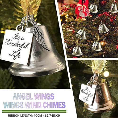 Rygrzj Božićni bell ukras sa krilnim čarima, vintage božićnim anđeonim zvonom ukrasom, to je prekrasan životni