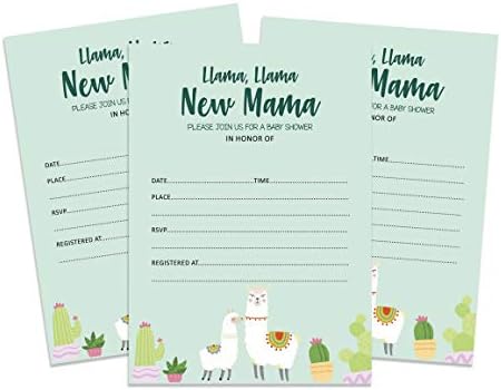 InkDotpot 30 Popunite stilske kartice za tuširanje za bebe Llama rodna neutralna prazna pozivnica