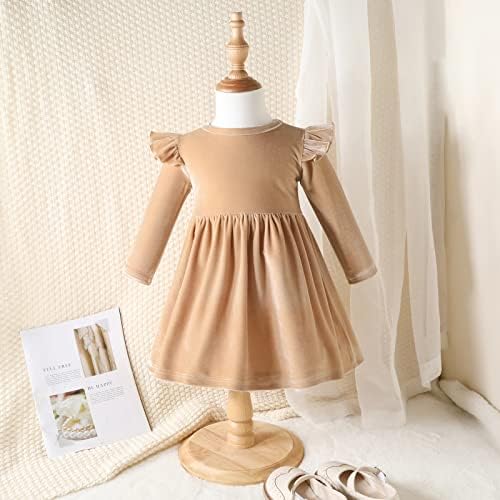 TODDLER Little Girl Velvet Ruffle A-line haljina Vintage haljine Djevojke za bebe Halloween Božićna odjeća